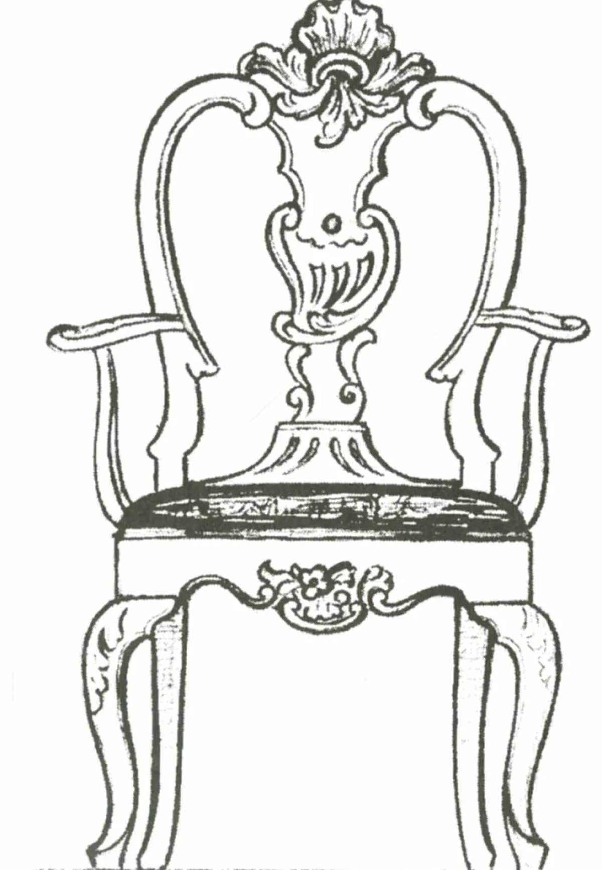 Vesterheim Woodworking | Patterns & Design Packets-Amrud Acanthus Carving Pattern #70- Rokokostol (Rococo Chair)