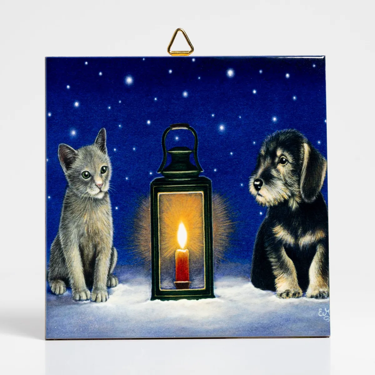 Vesterheim Trivets & Coasters-Cat & Dog with Lantern Trivet