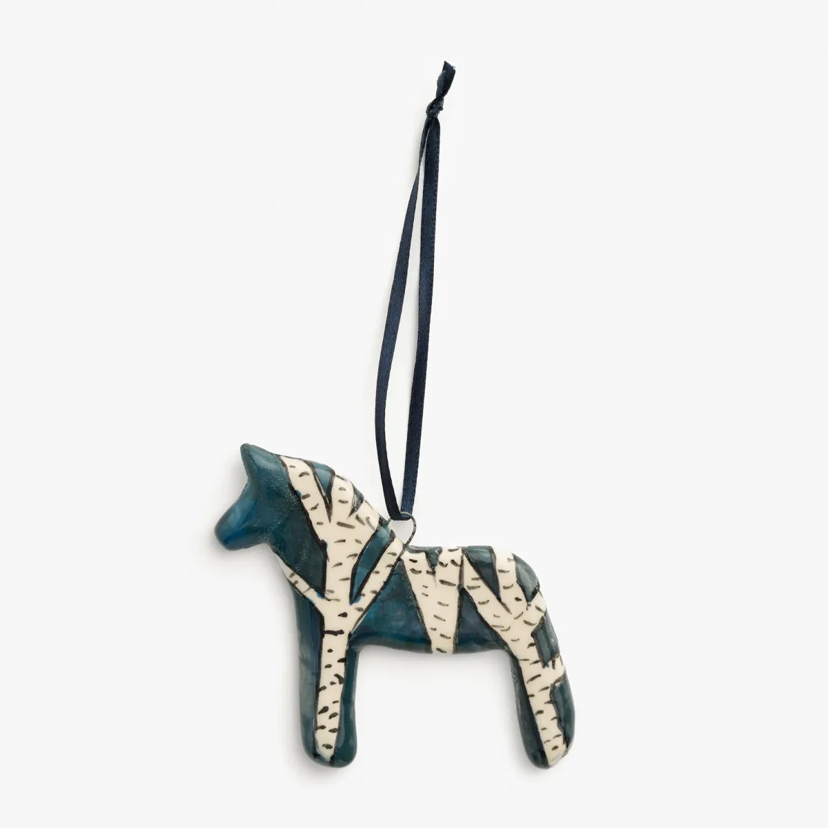 Vesterheim Ceramics | Ornaments-Dala Horse Ornament by Sue Flanders