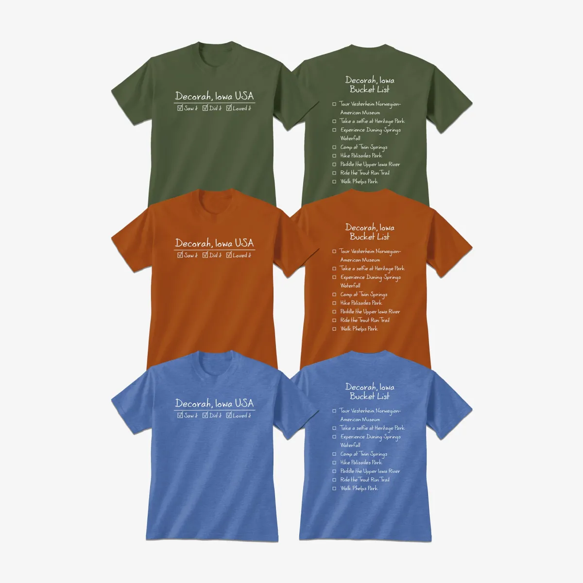 Vesterheim T-shirts | Men-Decorah Bucket List T-Shirt