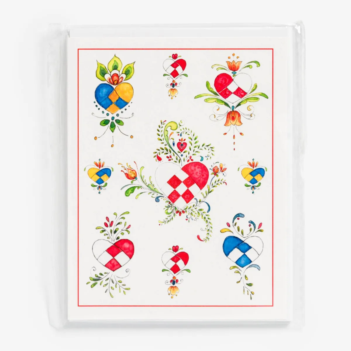 Vesterheim Card Packets-Festive Hearts Notecards Set by Sharon Christensen