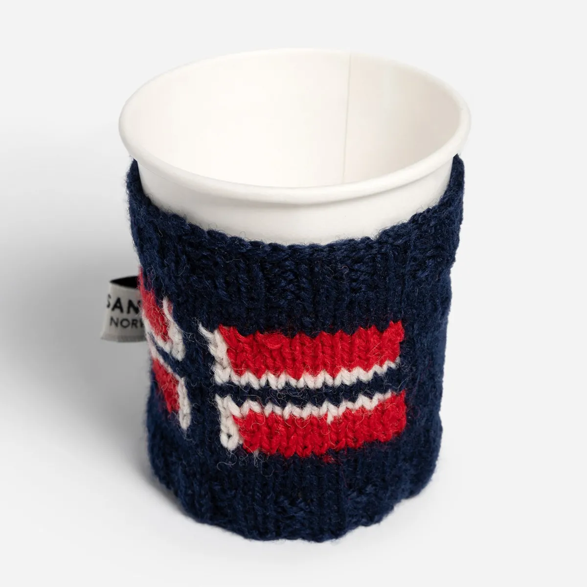 Vesterheim Fiber Arts | Serving-Flag Cup Cozy from Susan Fosse