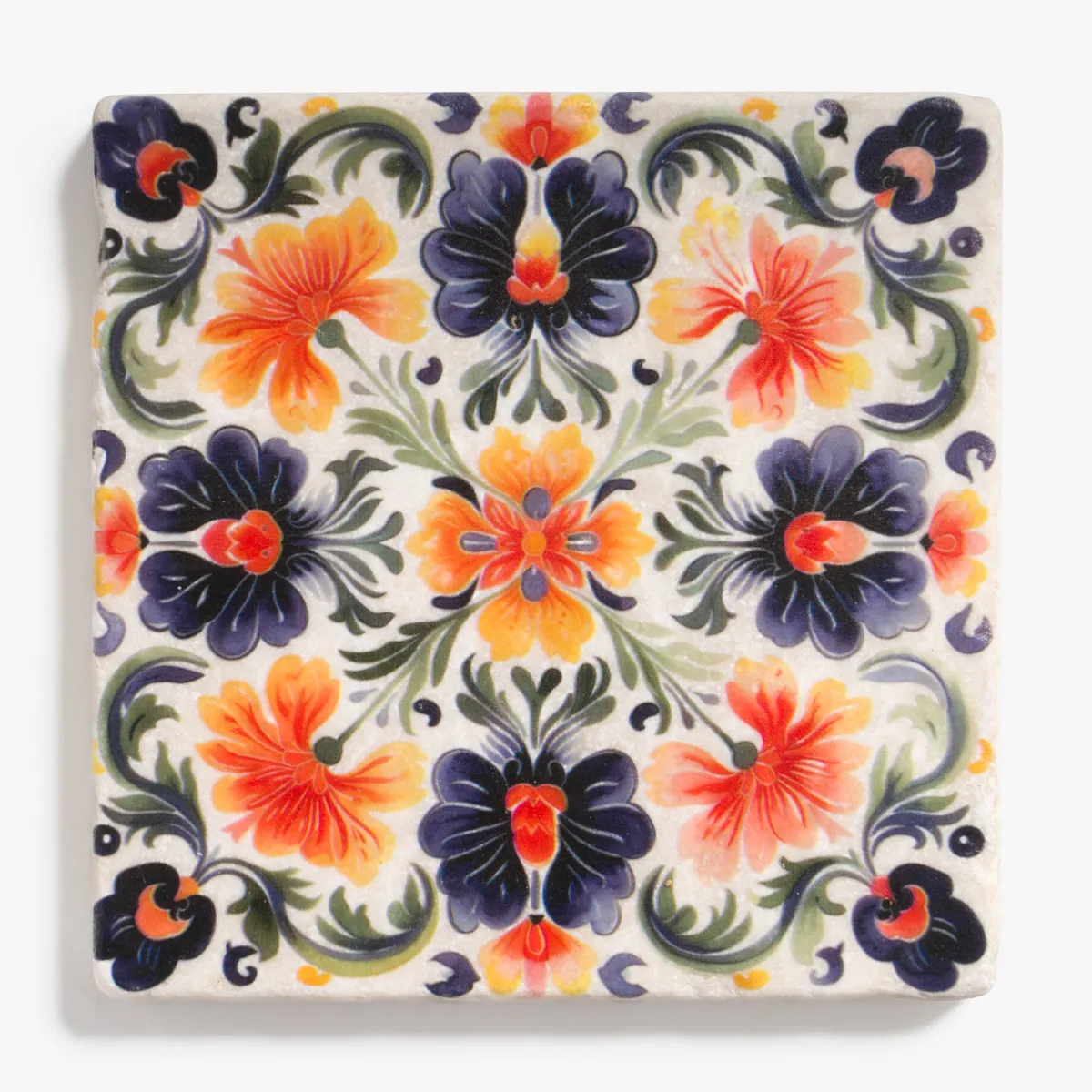 Vesterheim Trivets & Coasters-Marble Coaster with Rosemaling