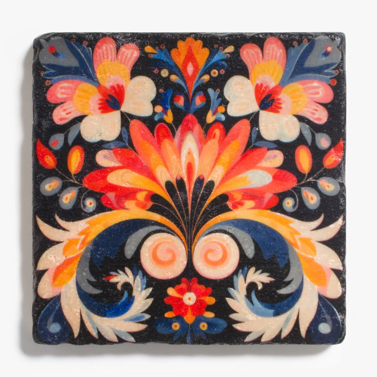 Vesterheim Trivets & Coasters-Marble Coaster with Rosemaling