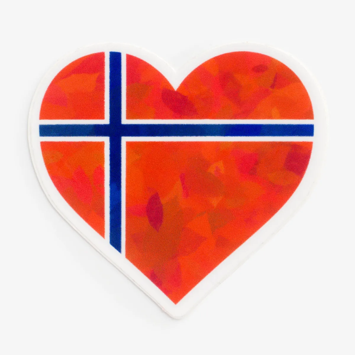 Vesterheim Decals & Stickers-Norwegian Flag Heart Sticker