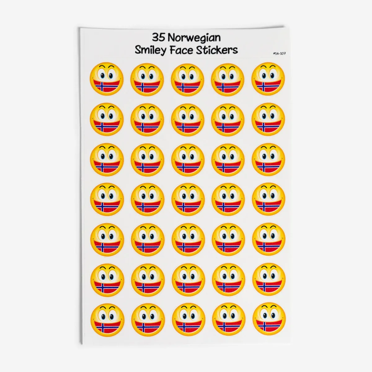 Vesterheim Decals & Stickers-Norwegian Smiley Face Stickers