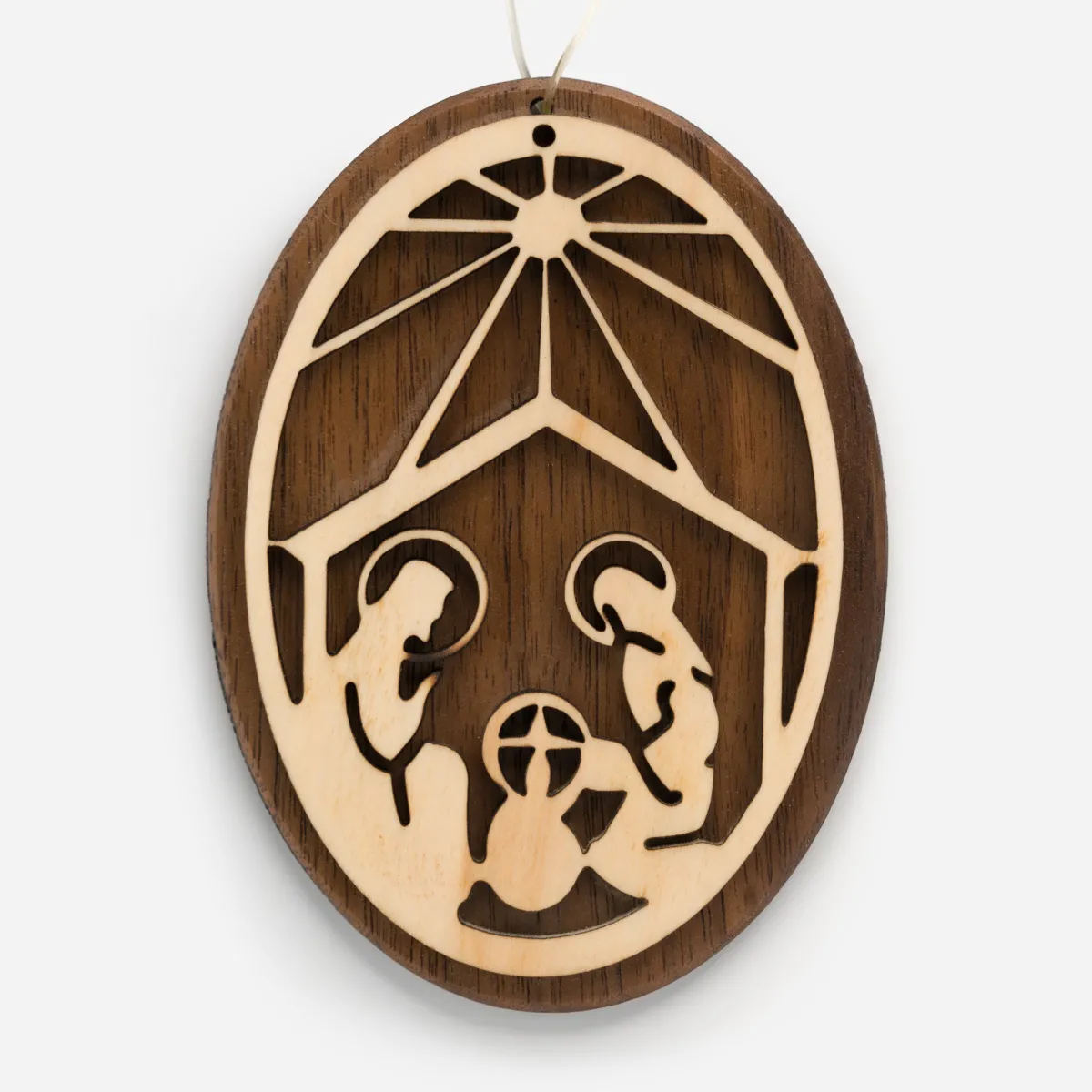 Vesterheim Ornaments-Oval Two Wood Nativity Ornament