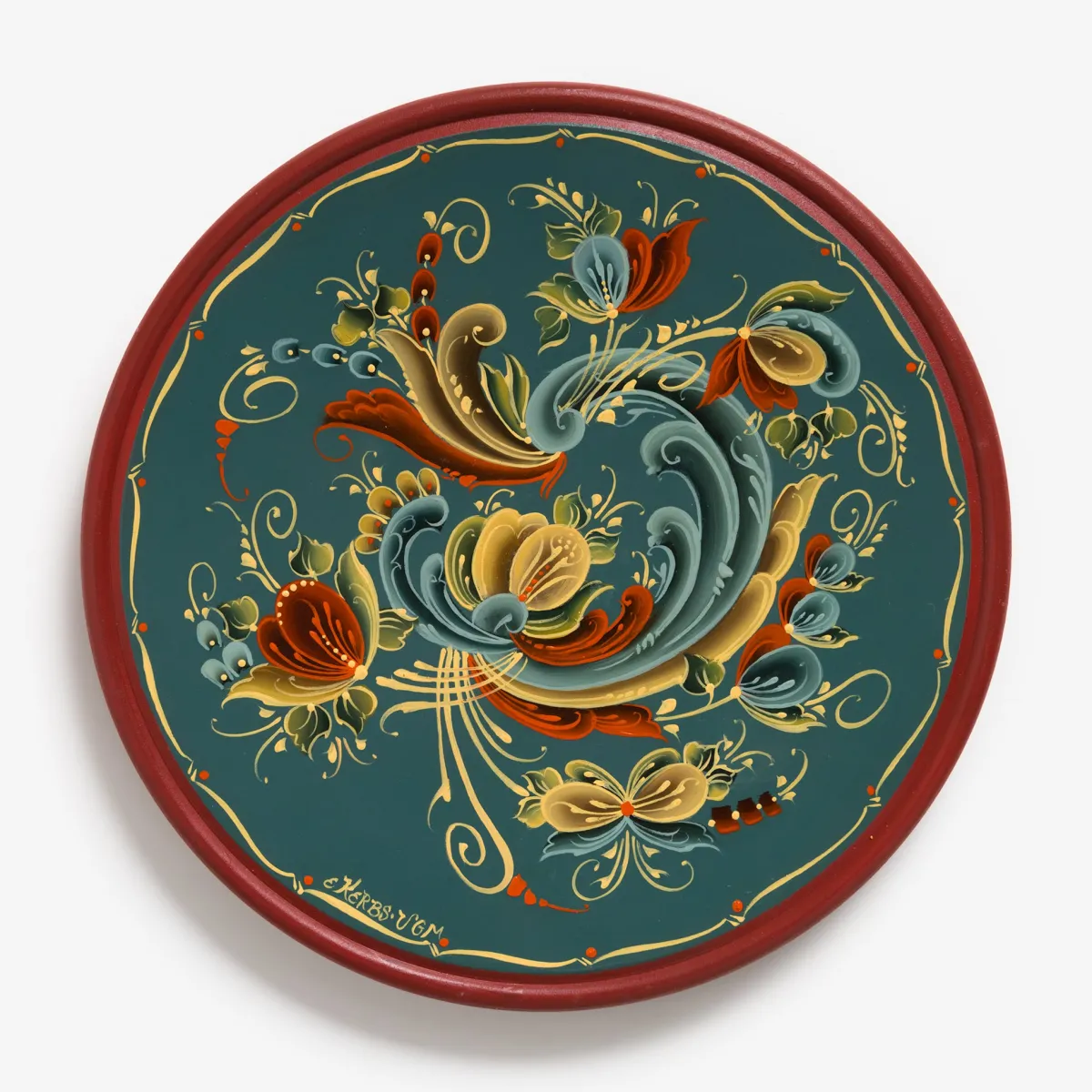 Vesterheim Rosemaling-Plate with Telemark-style Rosemaling by Ellen Kerbs