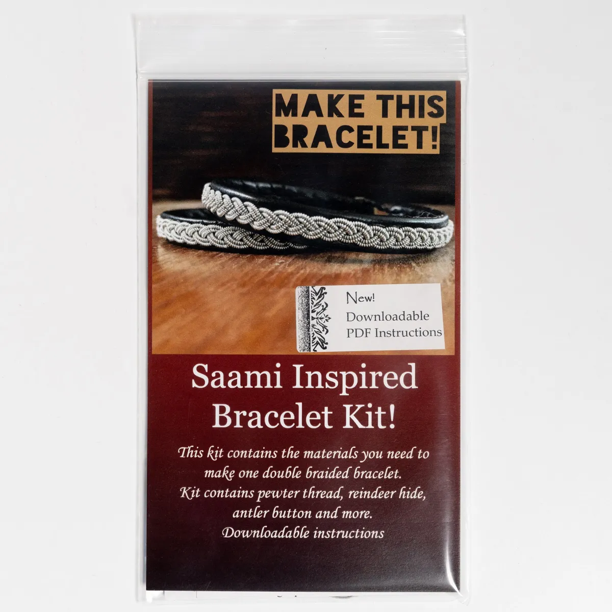 Vesterheim Patterns & Design Packets | Metalworking-Saami Inspired Bracelet Kit - Black Leather