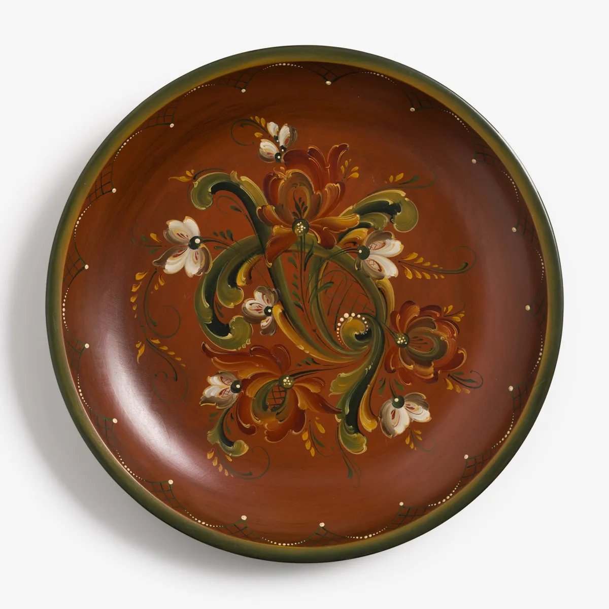 Vesterheim Rosemaling-Telemark-style Shallow Bowl by VGM Andrea Herkert